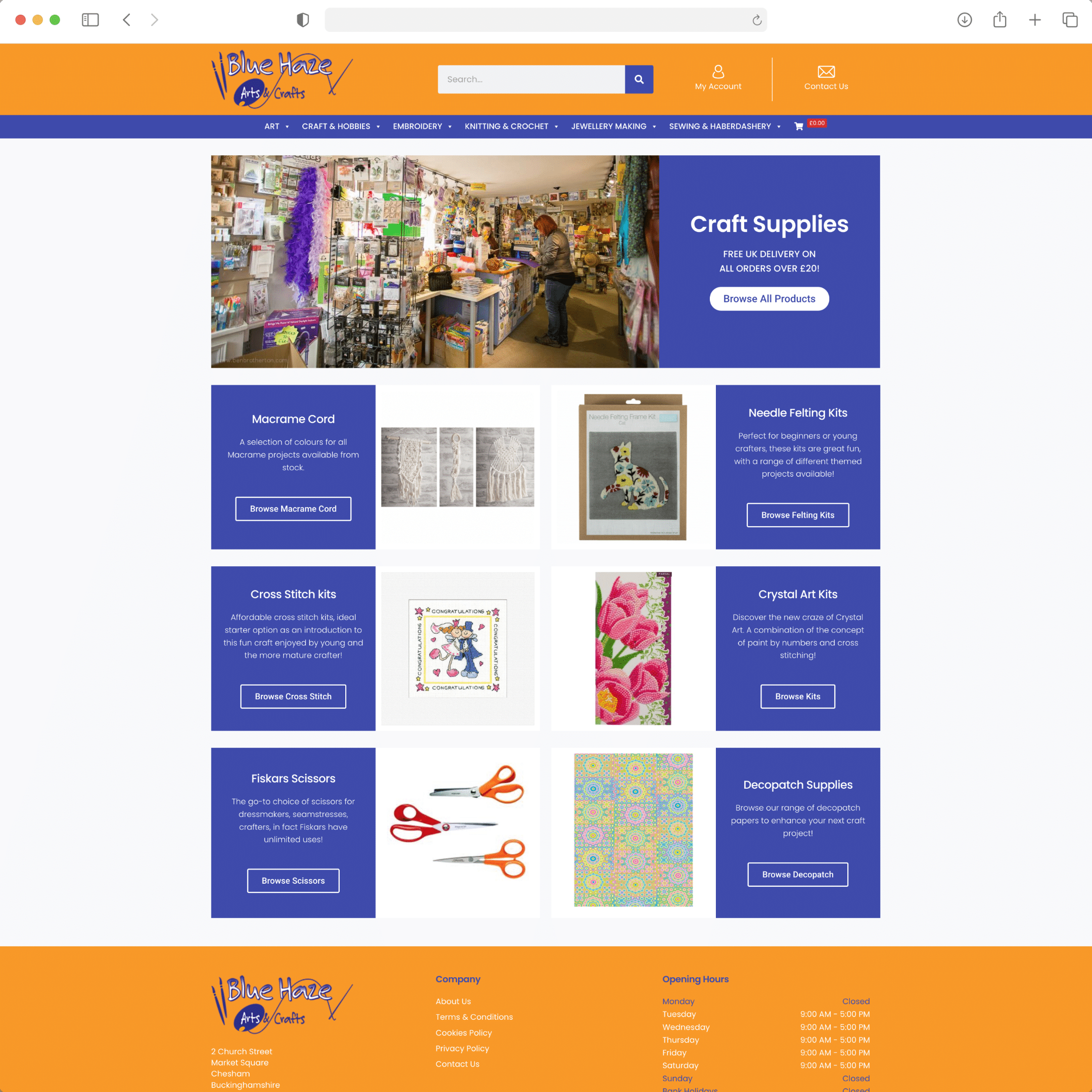 Blue Haze Arts & Crafts Chesham, website screenshot